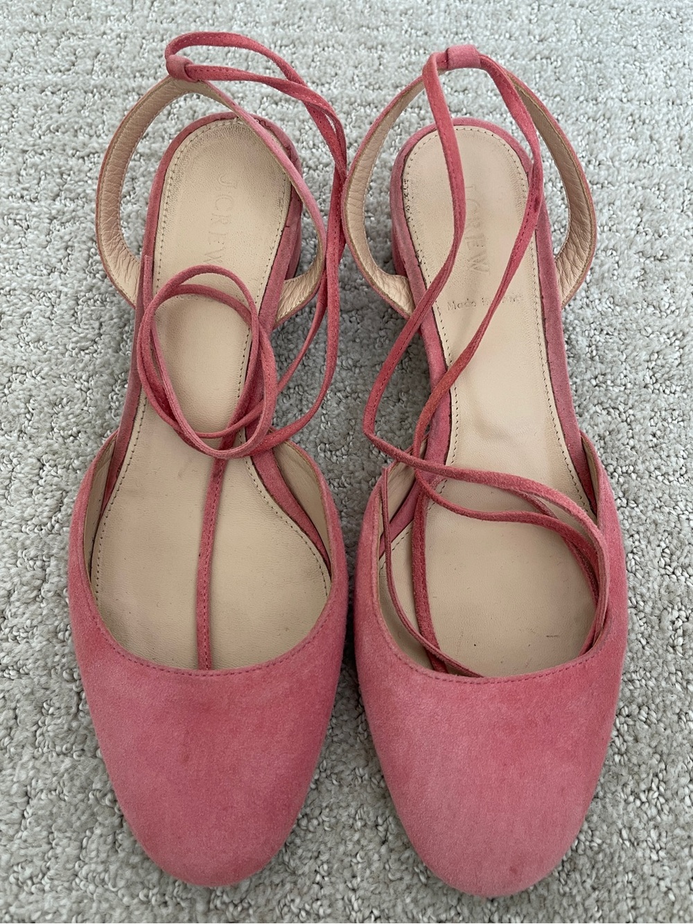 J. CREW Women's Pink Suede Lace-Up Heels 9.5